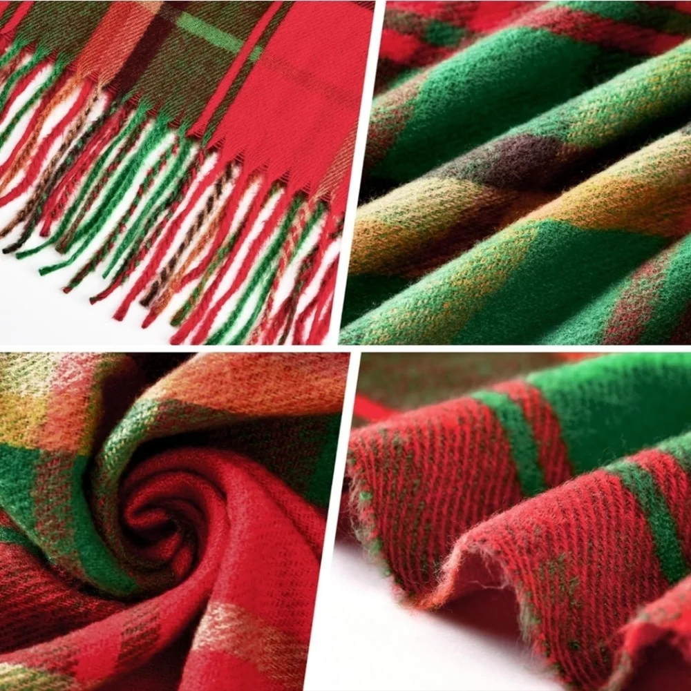 Womens Winter Scarf, Fashion Cashmere Feel Plaid Scarfs for Women, Pashmina Shaw
